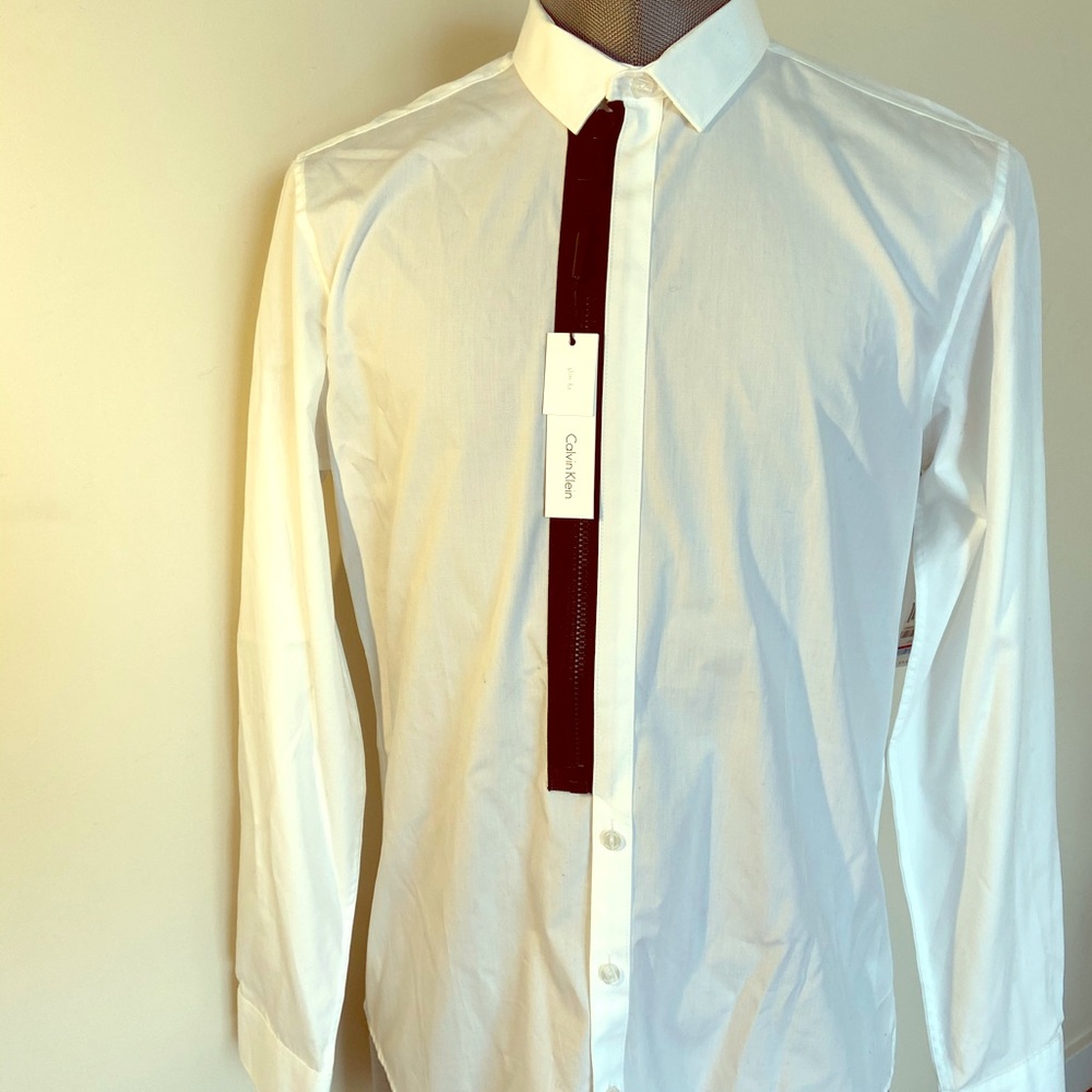 Calvin Klein Zip Button Down Long Sleeve Shirt